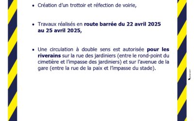 TRAVAUX // Giratoire de l’ancienne gare et rue des Jardiniers